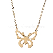 Hollow Butterfly 304 Stainless Steel Pendant Necklaces, Cable Chains Necklaces for Women, Golden, 18.58 inch(47.2cm)(NJEW-JN04814-02)