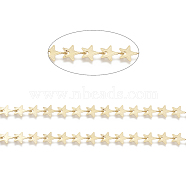 3.28 Feet Brass Handmade Beaded Chains,  Link Chain, Long-Lasting Plated, Soldered, Star,Real 18K Gold Plated, Link: 11x8x0.5mm(X-CHC-I031-24G)