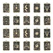 20Pcs 10 Styles Alloy Enamel Pendants, Light Gold, Rectangle with Tarot, Black, 28x18x1.4mm, Hole: 1.6mm, 2pcs/style(ENAM-CJ0005-37)