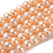Natural Cultured Freshwater Pearl Beads Strands, Potato, Grade 3A+, Sandy Brown, 7~8x6.5~7.5mm, Hole: 0.5mm, about 59pcs/strand, 15.55 inch(39.5cm)(PEAR-E018-27)