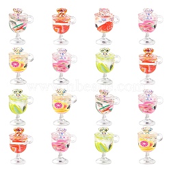 60Pcs 6 Colors Transparent Resin Pendants, with Plastic Goblet, Imitation Drink, Fuit Filling & AB Color Bear inside, Mixed Color, 19.5x15x12mm, Hole: 2.5mm, 10pcs/color(RESI-CJ0002-09)