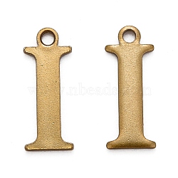 304 Stainless Steel Alphabet Charms, Antique Bronze, Letter.I, 12.5x4.5x1mm, Hole: 1mm(STAS-H122-I-AB)
