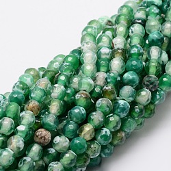 Faceted Natural Agate Round Beads Strands, Dyed, Sea Green, 6mm, Hole: 1mm, about 64pcs/strand, 14.7 inch(G-E319C-6mm-05)