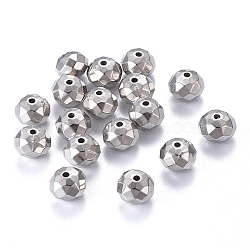 CCB Plastic Beads, Faceted, Rondelle, Platinum, 8x6.5mm, Hole: 1.4mm(CCB-L011-079P)