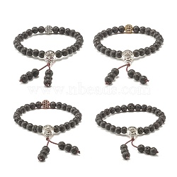 Natural Lava Rock & Cubic Zirconia Round Beads Stretch Bracelet, Oil Diffuser Aromatherapy Beads, Calabash Mala Beads Bracelet for Men Women, Mixed Color, Inner Diameter: 2 inch(5.1cm)(BJEW-JB07200)