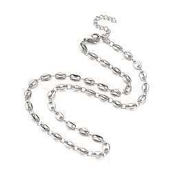 304 Stainless Steel Coffee Bean Chain Necklaces, with Lobster Claw Clasps, Stainless Steel Color, 15.94 inch(40.5cm)(X-NJEW-JN02917)