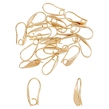 20Pcs Brass Earring Hooks, Ear Wire, with Horizontal Loop, Golden, 18x5.5x10.5mm, Hole: 3.5mm, 18 Gauge, Pin: 1mm