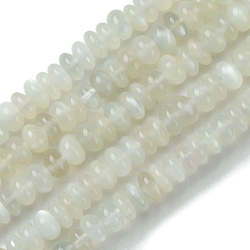 Natural White Moonstone Beads Strands, Rondelle, 6x2.5~4mm, Hole: 0.7mm, about 112pcs/strand, 15.59''(39.6cm)