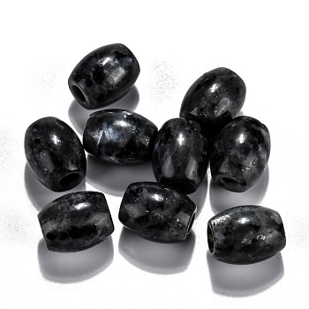 Natural Larvikite European Beads, Large Hole Beads, Barrel, 15~17x12~13.5mm, Hole: 4.5~5mm