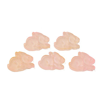 Two Tone Transparent Spray Painted Glass Beads, Rabbit, PeachPuff, 14.5x19x3.5mm, Hole: 1mm