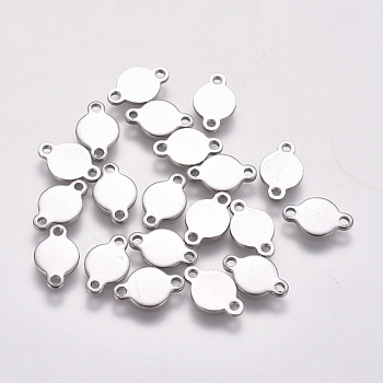 304 Stainless Steel Links connectors, Flat Round, Stainless Steel Color, 6x9.5x0.8mm, Hole: 1mm