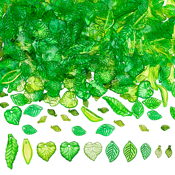 DIY Jewelry Making Findings Kits, including Transparent Acrylic Pendants & Beads, Leaf, Green