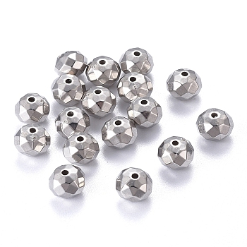 CCB Plastic Beads, Faceted, Rondelle, Platinum, 8x6.5mm, Hole: 1.4mm