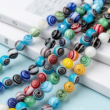 Handmade Millefiori Glass Round Beads Strands(X-LK-R004-93)-5