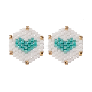 3 пара 3 цветных стеклянных плетеных шестигранных серег с сердечками(EJEW-MZ00009)-6