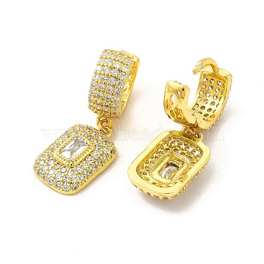 Rack Plating Brass Micro Pave Cubic Zirconia Hoop Earring for Women(EJEW-H091-35G)-2