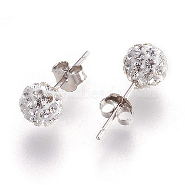 Sexy Valentines Day Gifts for Her 925 Sterling Silver Austrian Crystal Rhinestone Ball Stud Earrings(Q286J011)-3