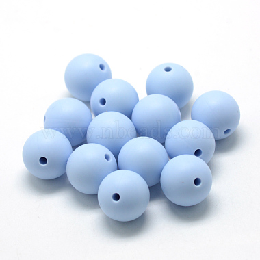 Light Steel Blue Round Silicone Beads