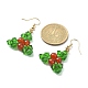 Natural Carnelian Holly Leaf Dangle Earrings(EJEW-TA00245)-3