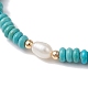 Synthetic Turquoise Rondelle & Natural Pearl Beaded Stretch Bracelets(BJEW-JB09918-08)-3