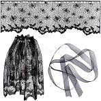 Halloween Lamp Shade Cover Decorations, Polyester Lace Spider Web Lamp Cover, Black, 1520x510x0.4mm(DIY-WH20002-26)
