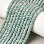 Natural Amazonite Heishi Beads Strands, Faceted Rondelle, 4x2.5mm, Hole: 0.9mm, about 151~155pcs/strand, 14.57''~14.96''(37~38cm)(G-A299-A11-01)