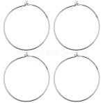3 Pairs Rhodium Plated 925 Sterling Silver Hoop Earring Findings, Wine Glass Charm Rings, with 1Pc Suede Fabric Square Silver Polishing Cloth, Real Platinum Plated, 25x0.7~3mm(STER-BBC0006-48B-P)