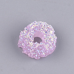 Resin Cabochons, AB Color Plated, Donut, Imitation Food, Violet, 17~18.5x7~8mm(CRES-T010-48B)