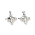 304 Stainless Steel Rhinestone Pendants, Star Charms, Stainless Steel Color, 16.5x14x6mm, Hole: 0.8mm(STAS-L308-04C-P)