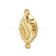 304 Stainless Steel Connector Rinestone Settings, Leaf, Real 18K Gold Plated, Fit fot 1mm Rhinestone, 25.5x11.5x3mm, Hole: 1.2mm(STAS-I203-64G)