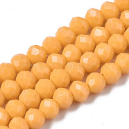 Opaque Solid Color Glass Beads Strands, Faceted, Rondelle, Goldenrod, 4x3mm, Hole: 0.4mm, about 113~115pcs/strand, 41~42cm(EGLA-A034-P4mm-D21)