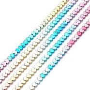 Rainbow Color Electroplate Non-magnetic Synthetic Hematite Beads Strands, Heart, Multi-color Plated, 6x6x3.5mm, Hole: 0.8mm, about 84pcs/strand, 15.55~15.94 inch(39.5~40.5cm)(G-L489-E01)
