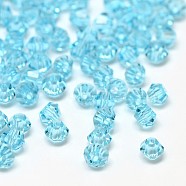 Imitation 5301 Bicone Beads, Transparent Glass Faceted Beads, Pale Turquoise, 3x2.5mm, Hole: 1mm, about 720pcs/bag(GLAA-F026-B02)