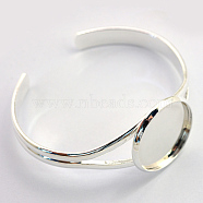 Brass Cuff Bangle Making, Blank Bangle Base, Silver Color Plated, Tray: 25mm, 60.5mm(KK-S749-03S)