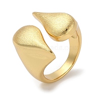 Rack Plating Brass Cuff Finger Rings for Women, Cadmium Free & Lead Free, Long-Lasting Plated, Real 18K Gold Plated, Teardrop, 17mm, Inner Diameter: 17mm(RJEW-C114-13D-G)