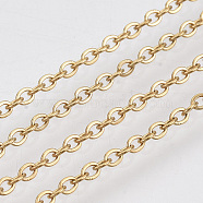 3.28 Feet 304 Stainless Steel Cable Chains, Soldered, Flat Oval, Golden, 3x2x0.5mm(X-CHS-R002-0.5mm-G)