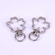 Iron Swivel Lobster Clasps, Swivel Snap Hook, Sakura, Platinum, 36x24x6mm, Hole: 5x9mm(KS-TAC0003-09P)