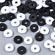 Handmade Polymer Clay Beads, Heishi Beads, for DIY Jewelry Crafts Supplies, Disc/Flat Round, Black, 6x1mm, Hole: 2mm, about 26000pcs/1000g(CLAY-T019-02B-02)