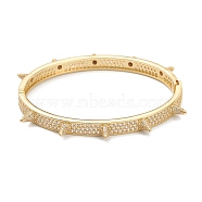 Brass Micro Pave Clear Cubic Zirconia Bangles, Long-Lasting Plated, Cone, Real 18K Gold Plated, Inner Diameter: 2-1/8 inch(5.5cm)(BJEW-A116-02G)