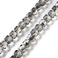 Electroplate Rondelle Glass Beads Strands, Pear Lurster Plated, Faceted, Gray, 7.5x7mm, Hole: 1.4mm, about 70pcs/strand, 19.69''(50cm)(EGLA-A036-09A-PL02)