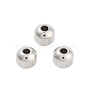 Non-Tarnish 201 Stainless Steel Beads, Round, Stainless Steel Color, 5x4.5mm, Hole: 1.6mm(STAS-Z078-03P)