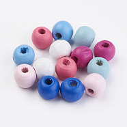 Natural Wood Beads, Dyed, Round, Mixed Color, 10x9mm, Hole: 3mm(X-WOOD-Q030-56)