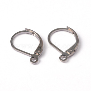 Brass Leverback Earring Findings, with Loop, Lead Free and Cadmium Free, Platinum Color, Size: about 10mm wide, 15mm long, hole: 1mm(EC223)