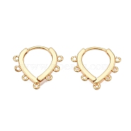 Brass Hoop Earrings Findings, Real 18K Gold Plated, 17x17x2mm, Hole: 0.9~1mm, Pin: 1mm(KK-T070-05G)