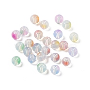 Transparent Baking Painted Glass Beads, Imitation Opalite, Round, Mixed Color, 8x7mm, Hole: 1.5mm(X-GLAA-P029-06)