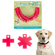 Transparent Blank Acrylic Pet Dog ID Tag, for Puppy Collar Pendant, Star of Life & Cross, Crimson, 20~25x20~25x3mm, Hole: 3mm, 2 style, 20pcs/style, 40pcs/set(PALLOY-AB00040)