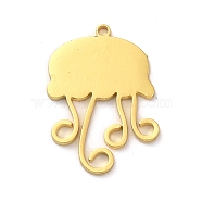 201 Stainless Steel Pendants, Jellyfish Charm, Golden, 19x14x1mm, Hole: 1mm(STAS-C062-01G)