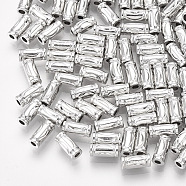 Brass Fancy Cut Beads, Column, Real Platinum Plated, 6.5~7x3mm, Hole: 1.4mm(KK-S348-433)