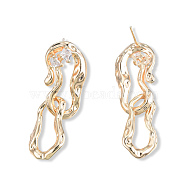 Clear Cubic Zirconia Interlocking Twist Oval Dangle Stud Earrings, Brass Jewelry for Women, Cadmium Free & Nickel Free & Lead Free, Golden, 37x12mm, Pin: 0.7mm(EJEW-N012-50LG)