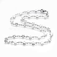 304 Stainless Steel Chain Necklaces, with Lobster Claw Clasps, Star, Stainless Steel Color, 17.7 inch(45cm)(STAS-P164-27P)